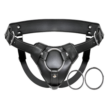 Strap-On Leather Dildo Harness