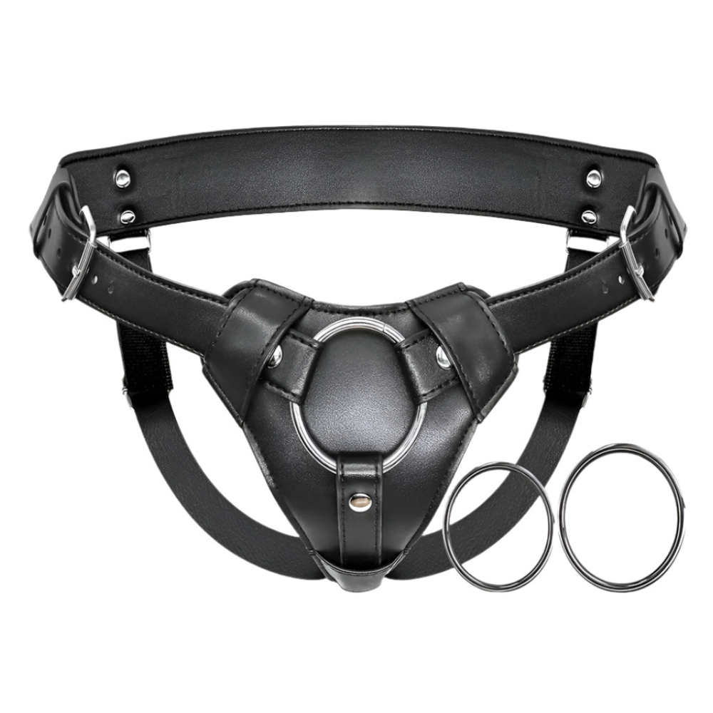 Strap-On Leather Dildo Harness